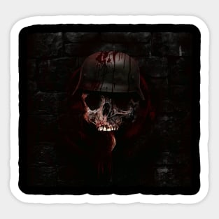 Skull wearing WW2 soldier helmet Sticker